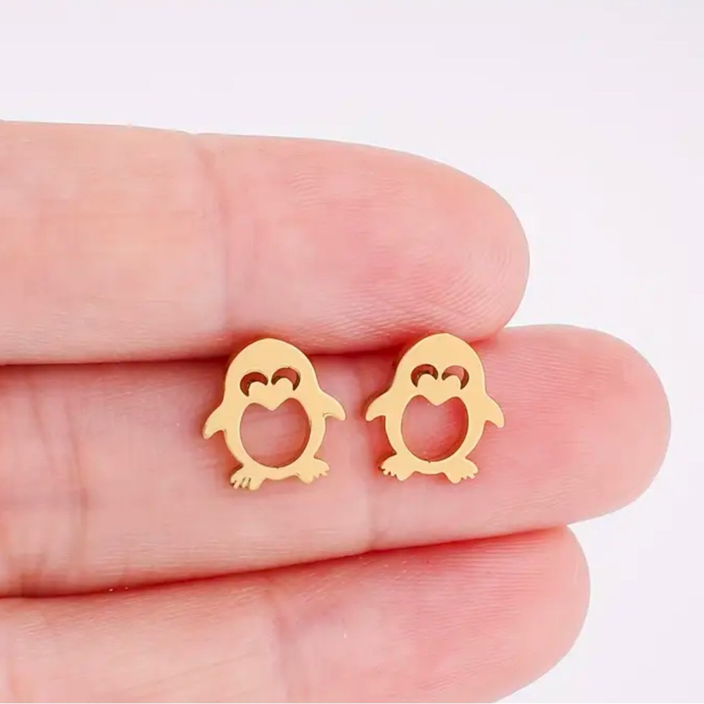 Cute Gold stainless steel Penguin Earrings